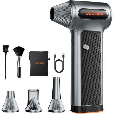 WOLFBOX MF200 Compressed Air Duster with Removable Battery & 4 Nozzles, Cordless 3-Speed Adjustable Mini Blower for Computer Keyboard, Car Cleaning, Home, and Outdoor Use