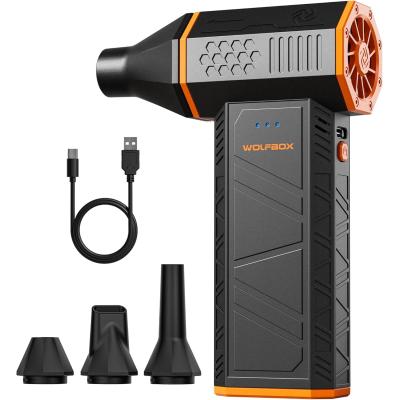 WOLFBOX electric air duster MegaFlow 50 with 110000RPM, 3-Gear adjustable mini blower, Cordless, Fast charging, Suitable for dust removal in computers, keyboards, cars, houses and outdoors.