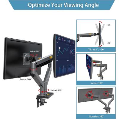 NB North Bayou Dual Monitor Arm Ultra Wide Full Motion Swivel Monitor Mount for 22''-32'' Monitors Load Capacity from 4.4 to 26.4lbs for Each Arm Height Adjustable Monitor Stand G35