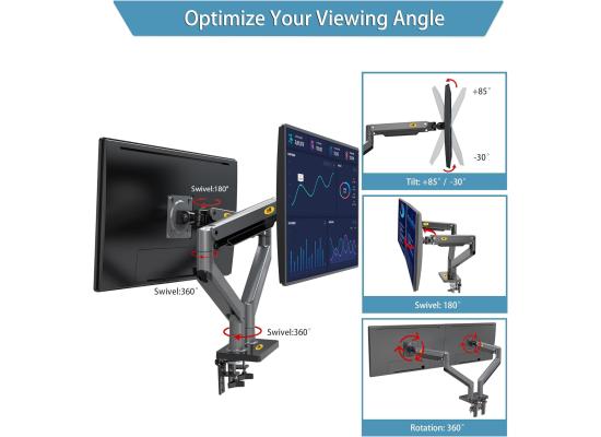 NB North Bayou Dual Monitor Arm Ultra Wide Full Motion Swivel Monitor Mount for 22''-32'' Monitors Load Capacity from 4.4 to 26.4lbs for Each Arm Height Adjustable Monitor Stand G35