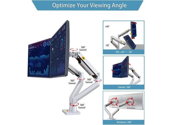 NB North Bayou G32 22" to 32" Adjustable Dual Monitor Stand Gas-Spring Desk Mount (2-15kgs)