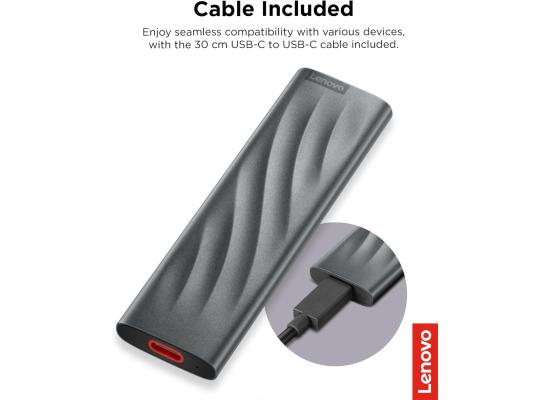 Lenovo 512GB PS8 Portable SSD External Type-C USB 3.2 Gen 2 With Upto 1050 MB/s Read, 1000 MB/s Write