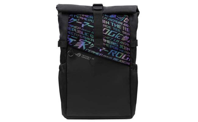 ASUS ROG BP4701 Gaming Laptop Backpack with Holographic Cybertext Printing, Roll Up Design, Suitable for up to 17 inch Laptop (Black)
