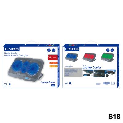 S18 Height Adjustable Notebook 4-Fan Cooler Laptop 11-17 inch Cooling Pad.