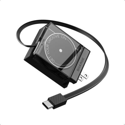 SHARGE Retractable 65W USB C Charger, GaN Power Wall Charger with Retractable Cable, 2 Devices PD Fast Charging for MacBook Pro/Air, iPhone 17,Pixel Book, iPad Pro Black