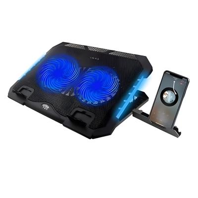 S900 GAMING LAPTOP COOLING PAD WITH MOBILE STAND AND 2 BLUE LED FANS AND RGB SIDE LIGHTS.