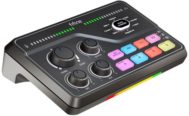 Fifine SC8 RGB PC Recording Studio Audio Sound Cards Mixers External XLR Live Streaming USB Gaming Audio Sound Card