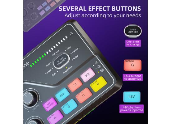 Fifine SC8 RGB PC Recording Studio Audio Sound Cards Mixers External XLR Live Streaming USB Gaming Audio Sound Card