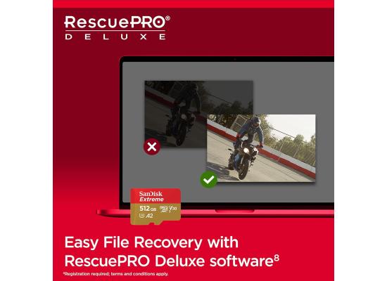 SanDisk 512GB Extreme microSDXC UHS-I Memory Card with Adapter - Up to 190MB/s, C10, U3, V30, 4K, 5K, A2, Micro SD Card - SDSQXAV-512G-GN6MA