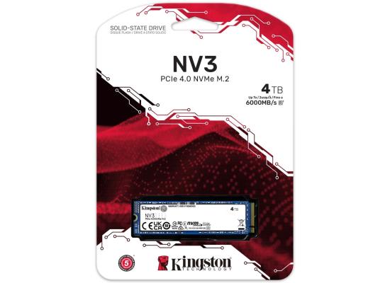 Kingston NV3 4TB M.2 NVMe PCIe 4.0, GEN 4 SSD Up To 6000/5000 MB/s Read/Write