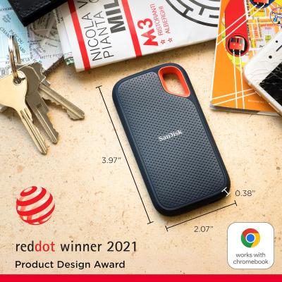 SanDisk 2TB Extreme Portable SSD -  USB-C, USB 3.2 Gen 2, IP65 Water and Dust Resistance, Updated Firmware - External Solid State Drive - SDSSDE61-2T00-G25, 1050MB/s Read / 1000MB/s Write