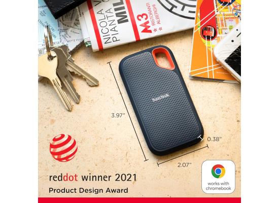 SanDisk 2TB Extreme Portable SSD -  USB-C, USB 3.2 Gen 2, IP65 Water and Dust Resistance, Updated Firmware - External Solid State Drive - SDSSDE61-2T00-G25, 1050MB/s Read / 1000MB/s Write