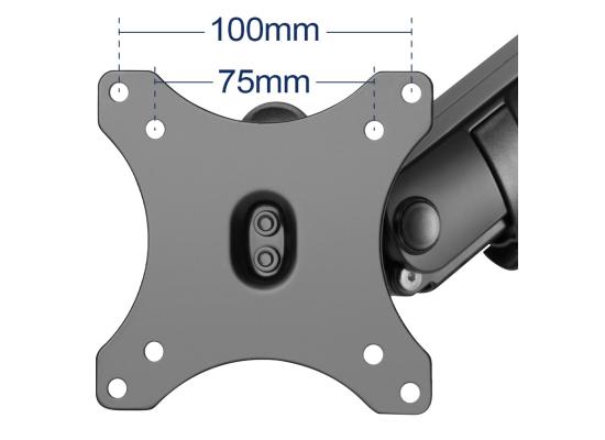 SilverStone ARM25 (Black) Dual Monitor Arm w/ Mechanical Spring Design & Versatile Adjustability, For Monitors Up To 32" Size & 9kg Weight, VESA Mounting Interface Standard (MIS), 100mm x 100mm / 75mm x 75 mm Mounting Hole
