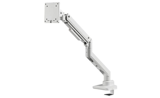 SilverStone ARM14 (White) Single Monitor Arm w/ Heavy-Duty Gas Spring Design & Versatile Adjustability, For Monitors Up To 49" Size & 20kg Weight, VESA Mounting Interface Standard (MIS), 100mm x 100mm / 75mm x 75 mm Mounting Hole