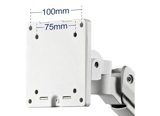 SilverStone ARM14 (White) Single Monitor Arm w/ Heavy-Duty Gas Spring Design & Versatile Adjustability, For Monitors Up To 49" Size & 20kg Weight, VESA Mounting Interface Standard (MIS), 100mm x 100mm / 75mm x 75 mm Mounting Hole