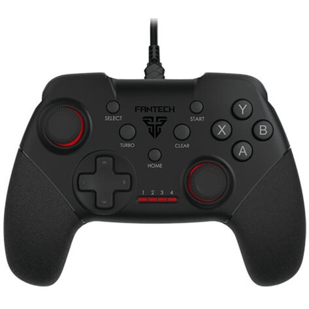 Fantech Shooter II GP13 Wired Gaming Controller, 1.8m Braided Cord, Dual Vibration Motors, Turbo Mode - Black