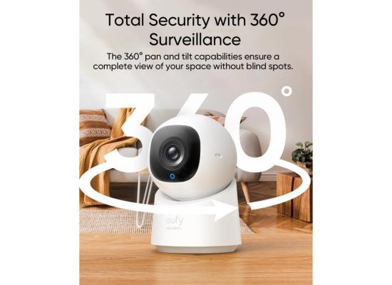Eufy By Anker Wireless Indoor Security Camera C220 , 2K Resolution, 360° Pan and Tilt - (White)