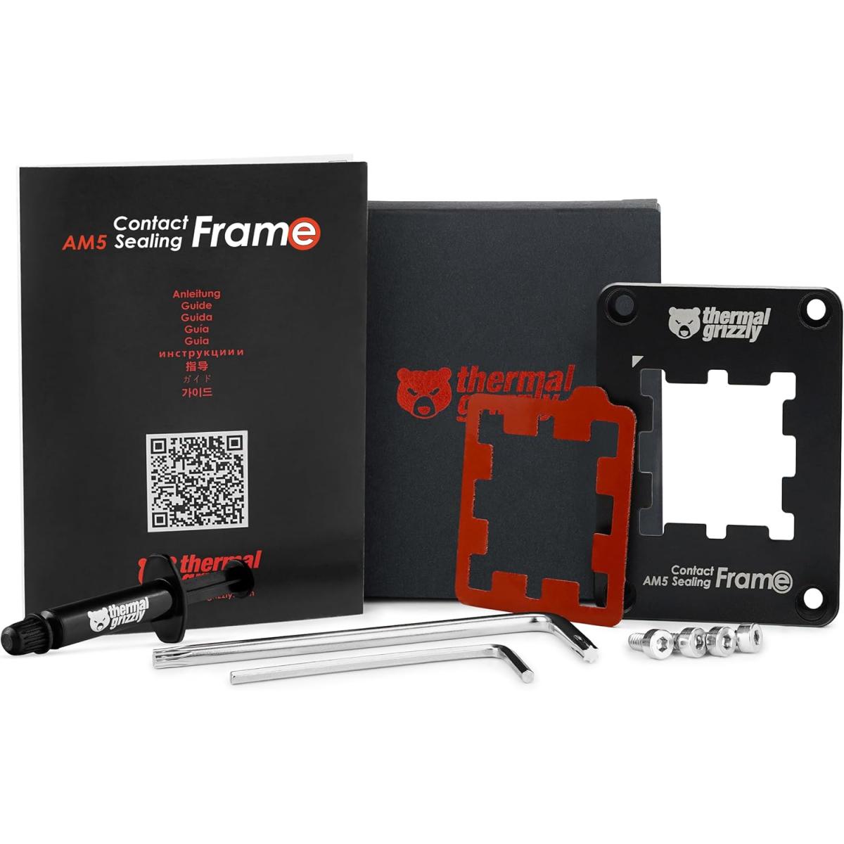 Thermal Grizzly AMD AM5 Aluminum Contact Sealing Frame CPU Socket Secure Frame, Protects The Exposed Components Of The Ryzen 7000/8000/9000 CPUs.