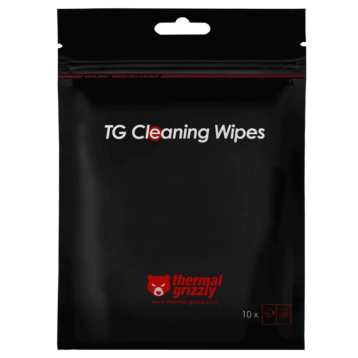 Thermal Grizzly Cleaning Wipes 10 Packs, Cleaning Cloths For Surfaces w/ Thermal Conductive Materials