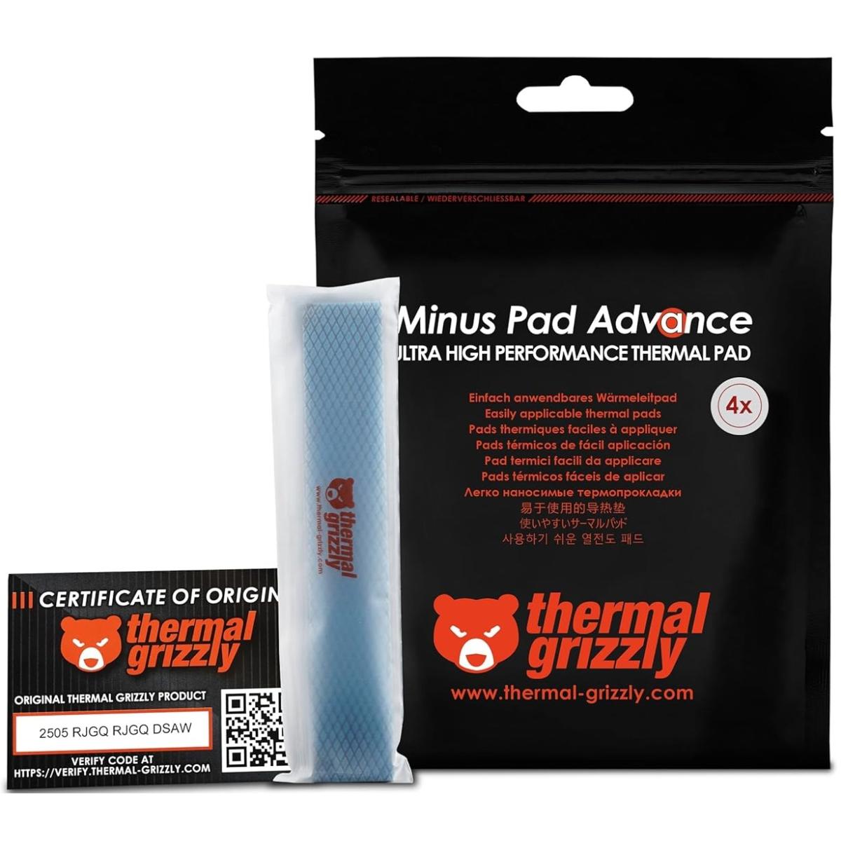 Thermal Grizzly MINUS PAD ADVANCE (120 x 20 mm - 0,5 mm - 4 pcs) Highly conductive Thermal Pad