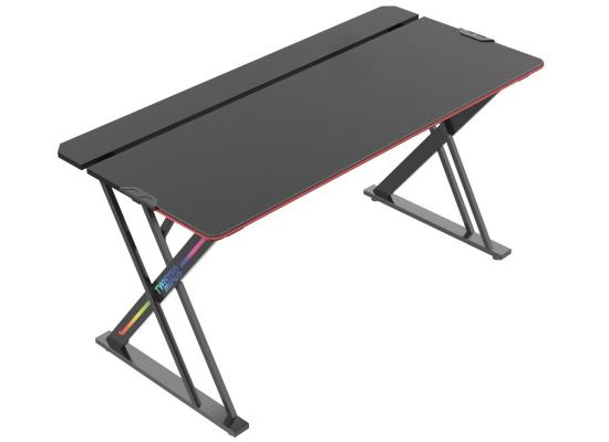 Twisted Minds X Shaped RGB Gaming Desk, Carbon Fiber Cover, Cable Management Features, Up To 80kg, 5 RGB lights Edge Lights (150 X 68 X 76.35 cm)