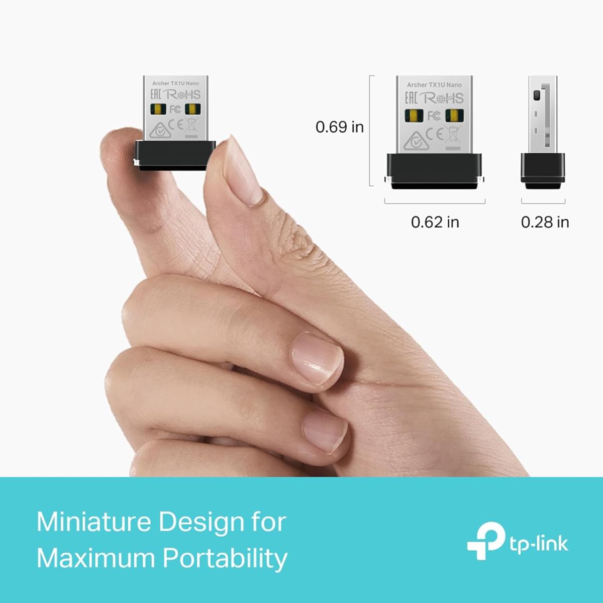 TP-Link Archer TX1U Nano AX300 Wi-Fi 6 Wireless USB Adapter, 300 Mbps, MU-MIMO & OFDMA, Access Point Mode, Easy Setup, Supports Windows 11/10/7 and Linux