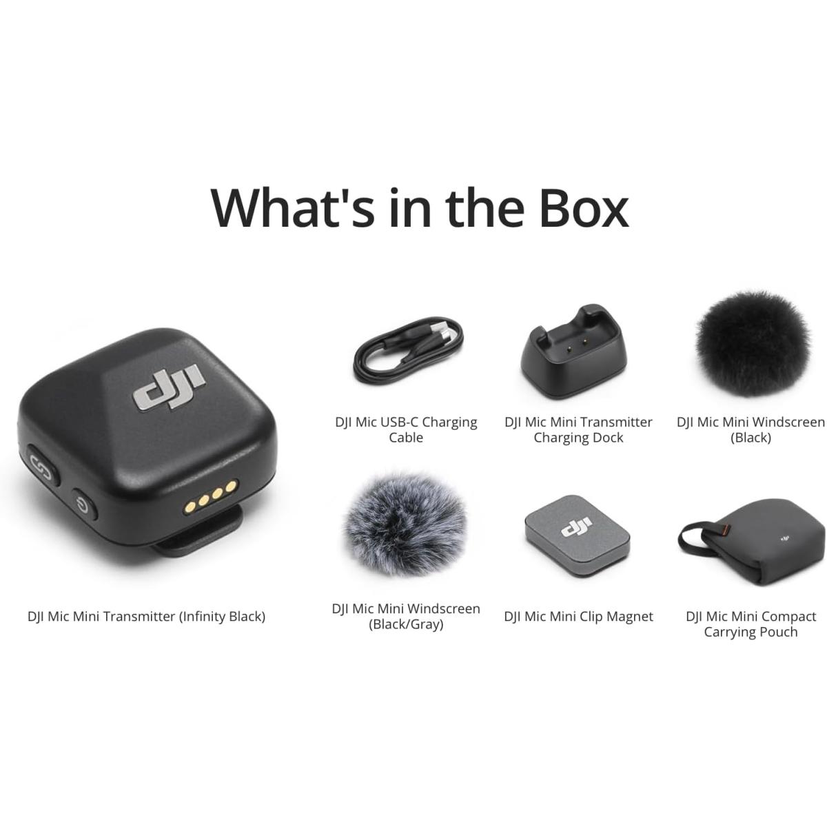 DJI Mic Mini Transmitter (Infinity Black), Ultralight, Wireless Lavalier Microphone for DJI Action 5 Pro/Osmo Pocket 3, Noise Cancelling, Wireless Microphone for Camera/iPhone/Android, Vlog, Streaming