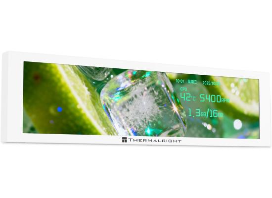 Thermalright Trofeo Vision 9.16 IPS LCD WHITE (1920 X 480), USB Type-C, (251 mm × 68 mm × 17 mm) Thermalright TRCC Control Center Software For (monitor temps, stats, custom graphics, GIFs, wallpapers)