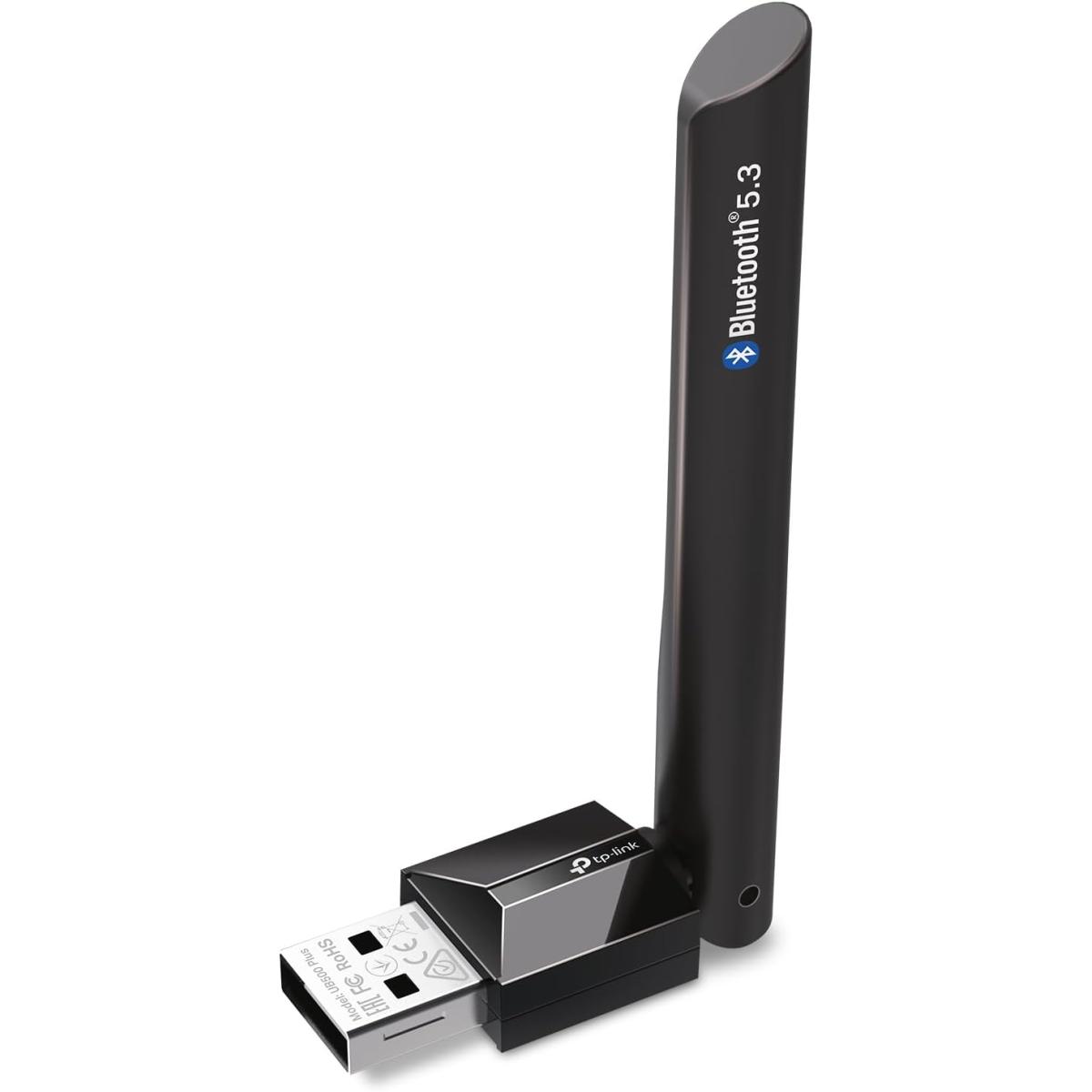 TP-Link USB Bluetooth Adapter for PC, Bluetooth 5.3 Long Range Receiver, Plug and Play, Adjustable Antenna, Supports Windows 11/10/8.1/7 for Desktop, Laptop, PS5/PS4/Xbox Controller (UB500 Plus)