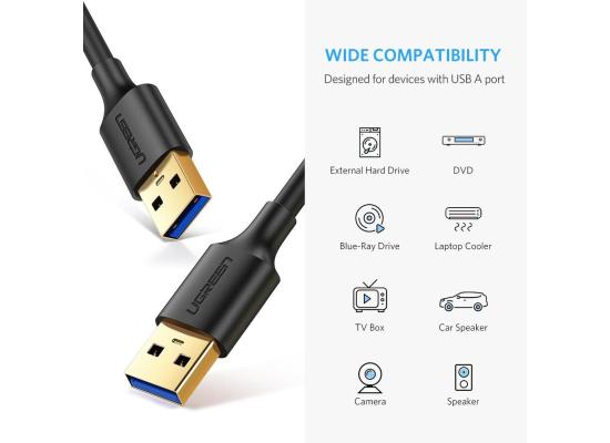 UGREEN US128 USB 3.0 Male to Male Cable, Speed up to 5Gbps,Support 2A Current -(2M)