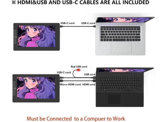 VEIKK VK1200 V2 Drawing Tablet with Screen Full HD 1080p,11.6-inch Full-Laminated Graphic Pen Display ,2 Battery-Free Pens with Tilt Function,6 Customizable Keys.