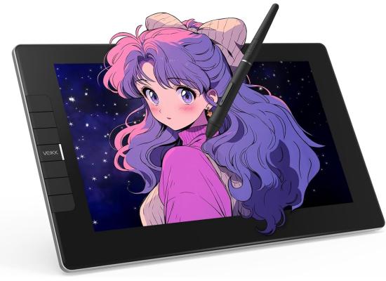 VEIKK VK1200 V2 Drawing Tablet with Screen Full HD 1080p,11.6-inch Full-Laminated Graphic Pen Display ,2 Battery-Free Pens with Tilt Function,6 Customizable Keys.