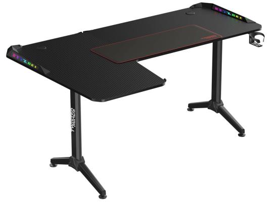 Twisted Minds WARRIOR L Shaped Gaming Desk RGB (Left) Black, P2 Carbon Fiber, Cable Management Features, Up To 80kg, RGB Lighting (160CM X 100CM X 75CM)