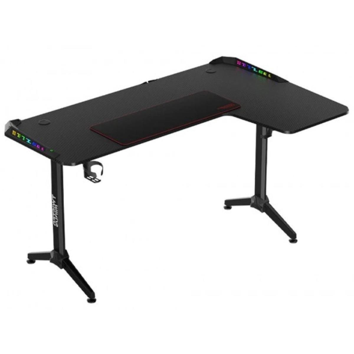 Twisted Minds WARRIOR L Shaped Gaming Desk RGB (Right) Black, P2 Carbon Fiber, Cable Management Features, Up To 80kg, RGB Lighting (160CM*100CM*75CM)