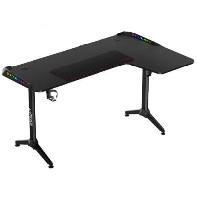 Twisted Minds WARRIOR L Shaped Gaming Desk RGB (Right) Black, P2 Carbon Fiber, Cable Management Features, Up To 80kg, RGB Lighting (160CM*100CM*75CM)