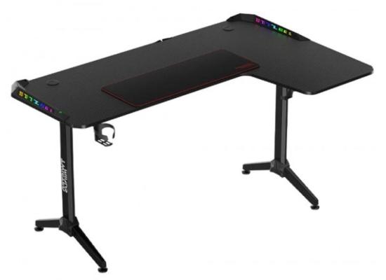Twisted Minds WARRIOR L Shaped Gaming Desk RGB (Right) Black, P2 Carbon Fiber, Cable Management Features, Up To 80kg, RGB Lighting (160CM*100CM*75CM)