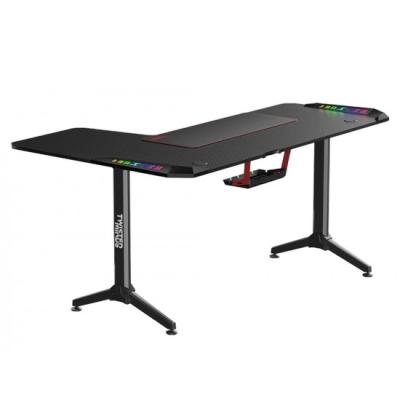 Twisted Minds WARRIOR L Shaped Gaming Desk RGB (Right) Black, P2 Carbon Fiber, Cable Management Features, Up To 80kg, RGB Lighting (160CM*100CM*75CM)