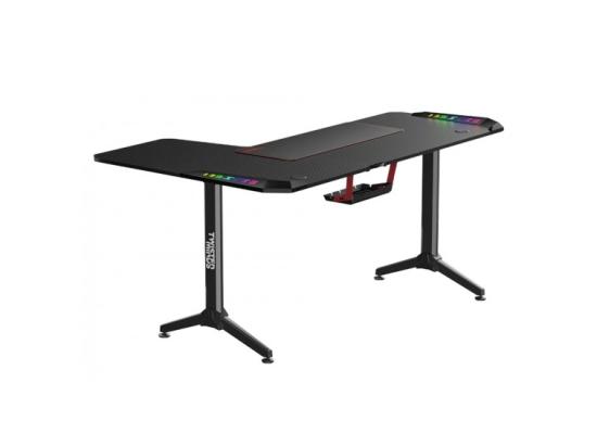 Twisted Minds WARRIOR L Shaped Gaming Desk RGB (Right) Black, P2 Carbon Fiber, Cable Management Features, Up To 80kg, RGB Lighting (160CM*100CM*75CM)