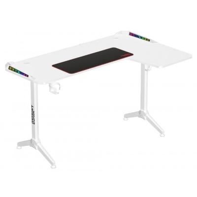 Twisted Minds WARRIOR L Shaped Gaming Desk RGB (Right) WHITE, P2 Carbon Fiber, Cable Management Features, Up To 80kg, RGB Lighting (160CM*100CM*75CM)