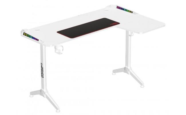 Twisted Minds WARRIOR L Shaped Gaming Desk RGB (Right) WHITE, P2 Carbon Fiber, Cable Management Features, Up To 80kg, RGB Lighting (160CM*100CM*75CM)