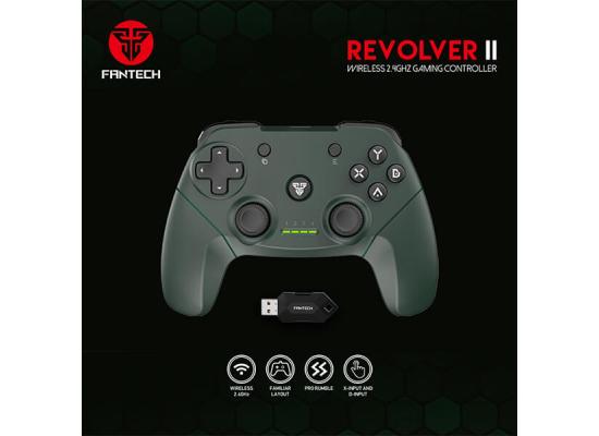 Fantech WGP12 Revolver II Wireless (2.4GHz) Gaming Controller, Built-In Rechargeable Battery , Dual Vibration Motors - Green