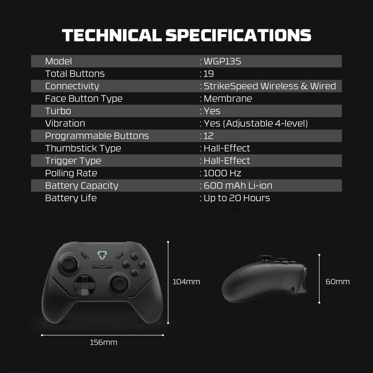 FANTECH WGP13S SHOOTER III SUPER MAXFIT WIRELESS GAMEPAD - DUAL CONNECTION -Black