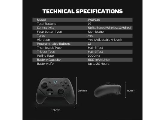 FANTECH WGP13S SHOOTER III SUPER MAXFIT WIRELESS GAMEPAD - DUAL CONNECTION -Black