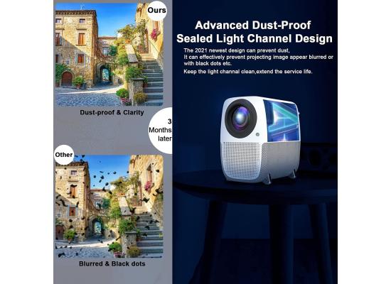 WayGoal HD 1080p Native (1920 x 1080) Wireless Portable Projector w/ WiFI Mirror Function, Electric Focus Mode, Bluetooth 6W Speakers, Up To 250 inch, Up to 50,000 Hours Lamp Life, Multi Formats Support