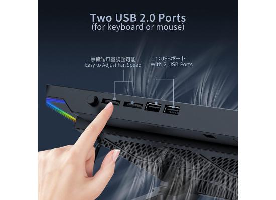 X8 Black 6 LED Fans RGB Light Notebook Quiet Cooling pad, Adjustable Ergonomic Design & Non-Slip Baffle, Mobile Bracket, For Laptop From 12"-17"