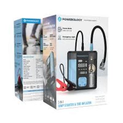 Powerology 3-In-1 Jump Starter & Tire Inflator - Black/Blue