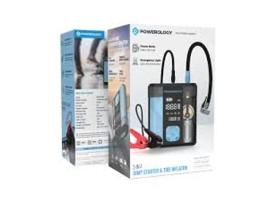 Powerology 3-In-1 Jump Starter & Tire Inflator - Black/Blue