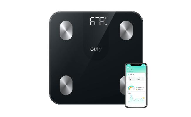 Eufy Smart Scale A1 with Bluetooth, Body Fat Scale, Wireless Digital, 12 Measurements, Weight/Body Fat/BMI, Fitness Body Composition Analysis, Black.