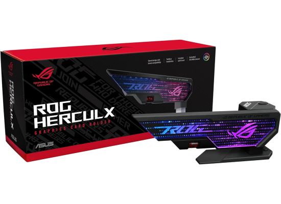 ASUS ROG Herculx Graphics Card Anti-Sag Holder Bracket (Solid Zinc Alloy Construction, Easy Toolless Installation, Included Spirit Level, Adjustable Height, Wide Compatibility, Aura Sync RGB