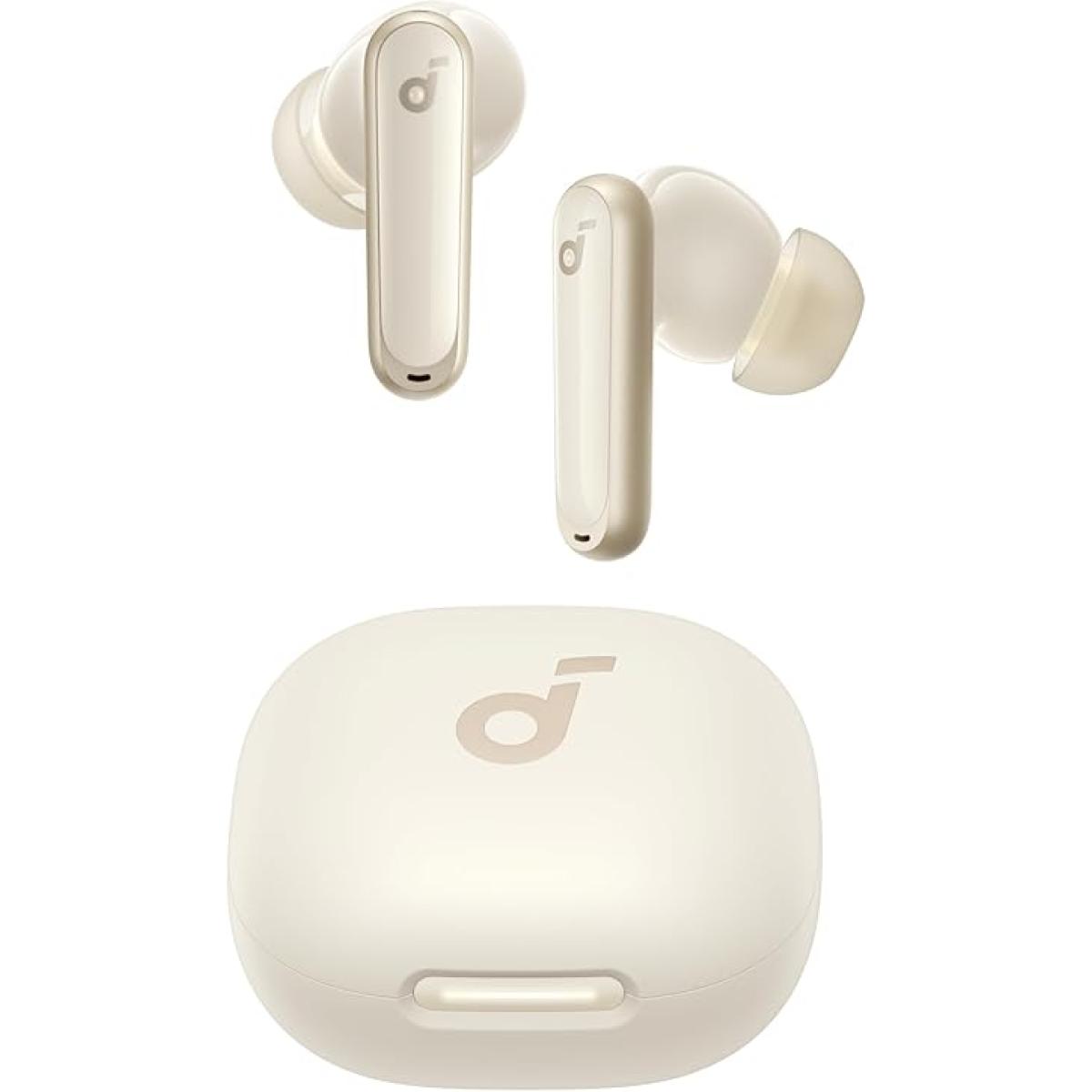 Soundcore P40i by Anker ,White, Noise Cancelling Wireless Earbuds, Adaptive Noise Cancelling to Environments, Heavy Bass, 60H Playtime, 2-in-1 Case and Phone Stand, IPX5, Wireless Charging, Bluetooth 5.3